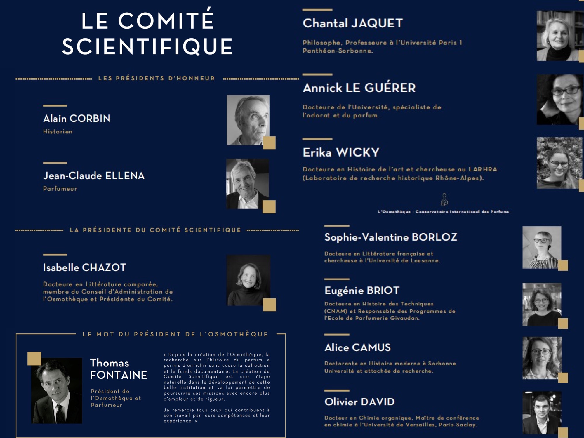 Composition du comité scientifique de l&rsquo;Osmothèque